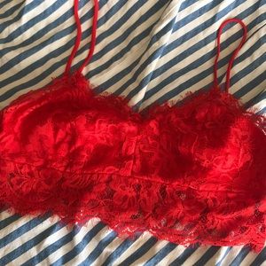 red lace crop top bralette small